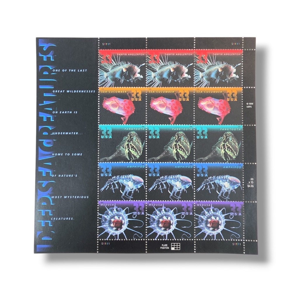 1999 Deep Sea Creatures Collection USA33¢ USPS Postage Stamp Sheet Of 15‎ MNH